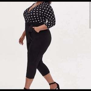 Black & white polkadot capri length jumpsuit. Torrid 2X.